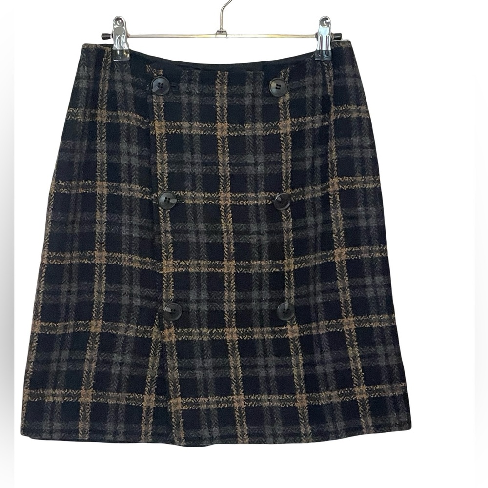 White + Warren Plaid Skirt
